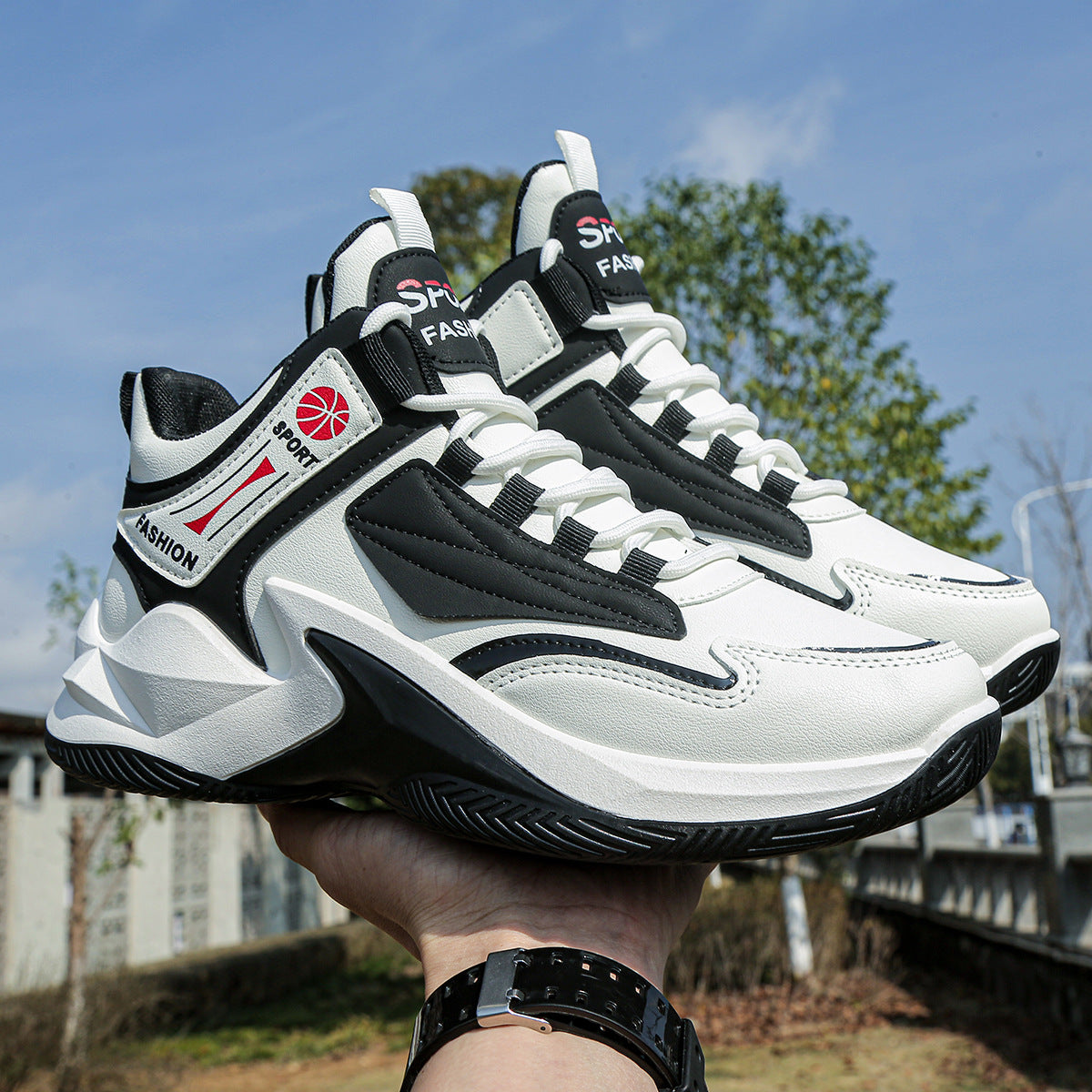 Waterproof High-top Soft Leather Basketball Shoes