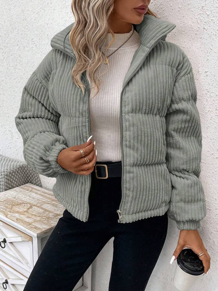 Women's Thickened Plus Size Short Corduroy Cotton Coat Jacket