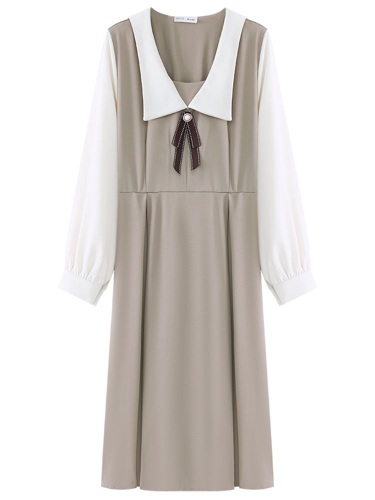 French College Girls' Puff Sleeve Dress