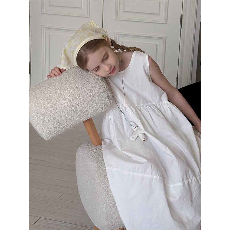 New Girls White Suspender French Dress