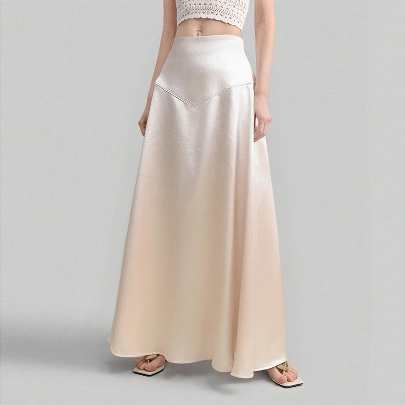 Women's Elegant Satin Loose Straight Skirt