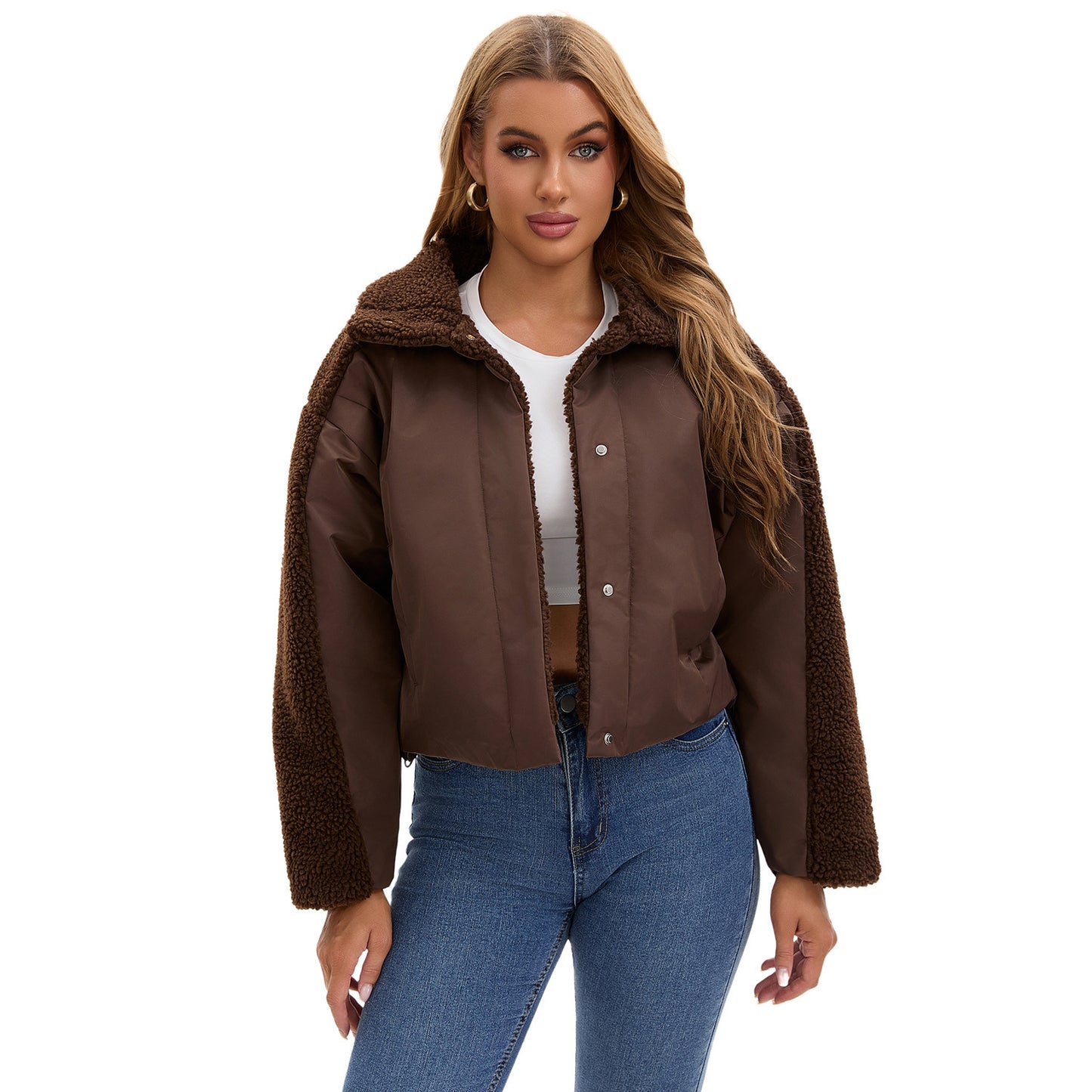 Women's Retro Loose Long-sleeved Lamb Wool Coat