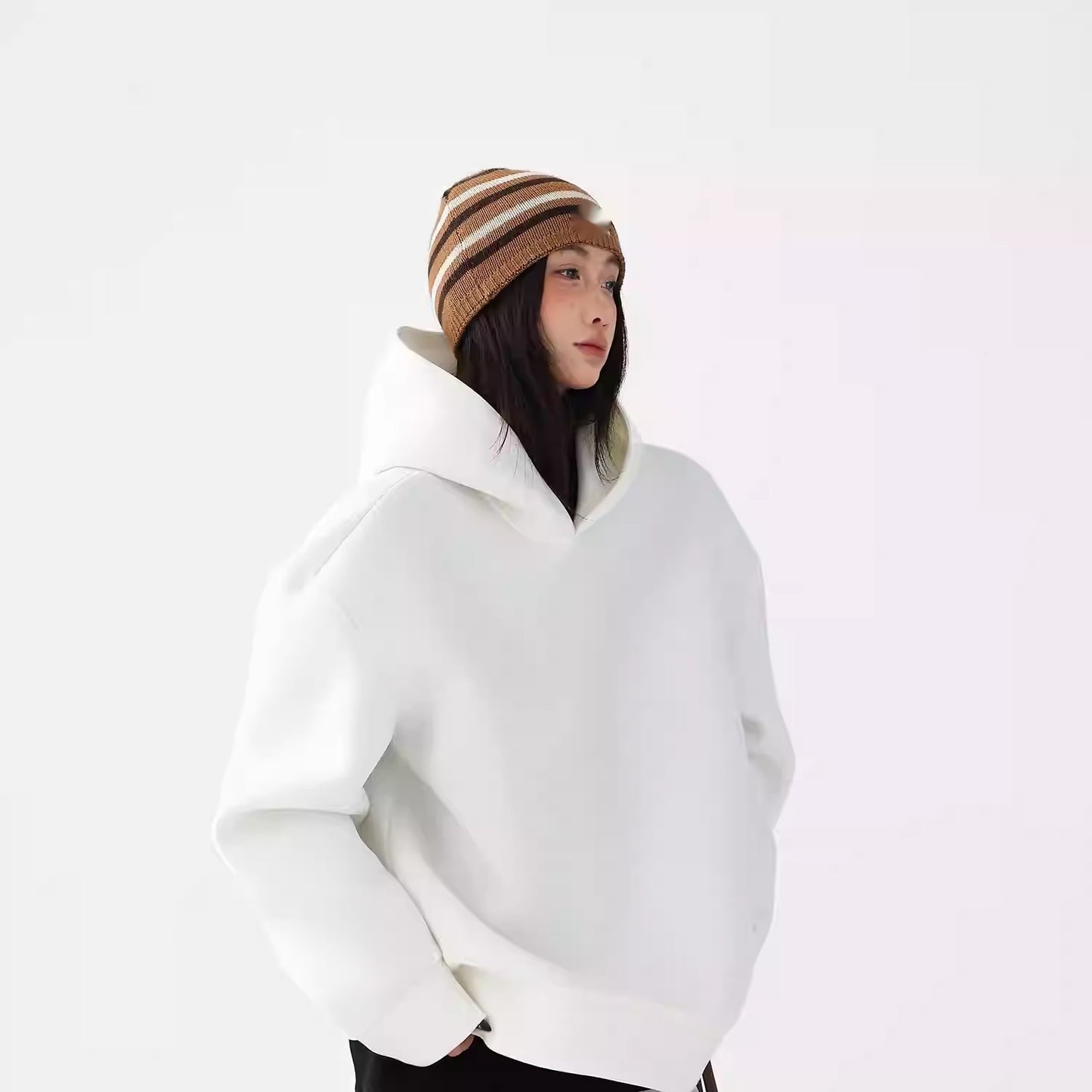 Thickened Air Layer Hooded American High Street Loose-fitting Sweatshirt
