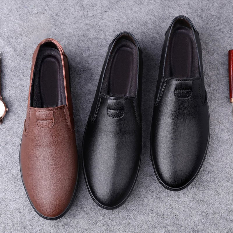 Black Casual Leather Shoes Men Korean Style - Eshtree