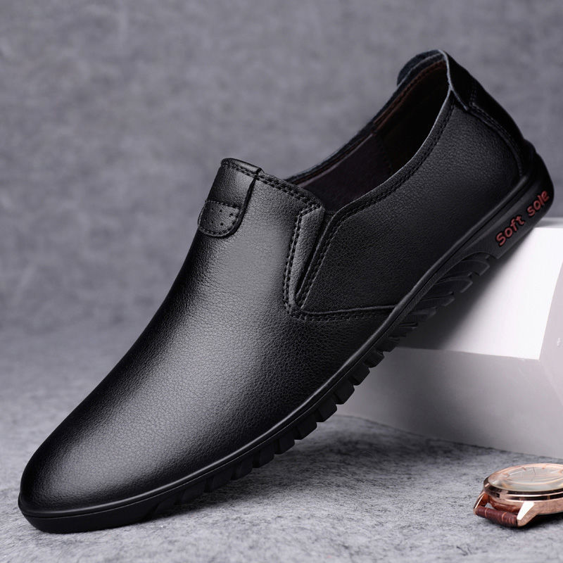 Black Casual Leather Shoes Men Korean Style - Eshtree