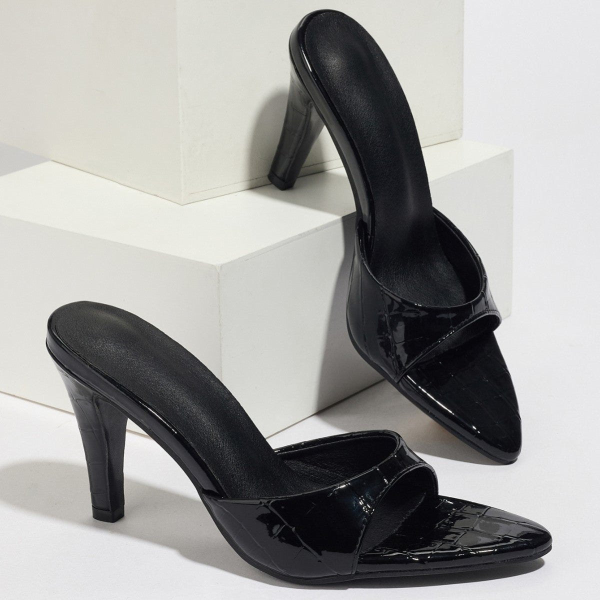 Black For Women Pointed Stiletto Heel High Heels - Eshtree