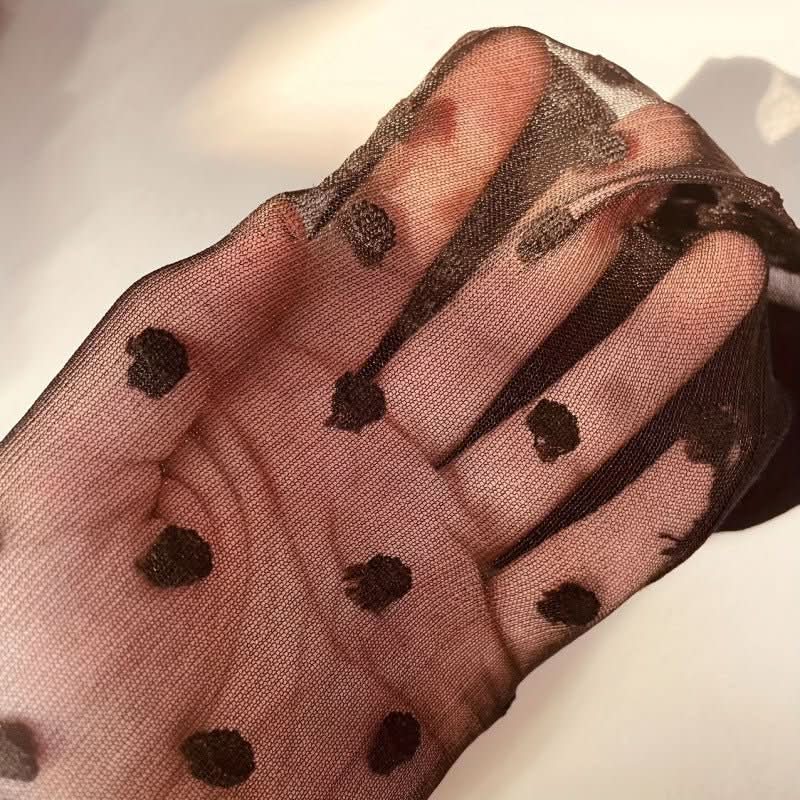 Black White Polka Dot Sheer Ankle Socks - Eshtree