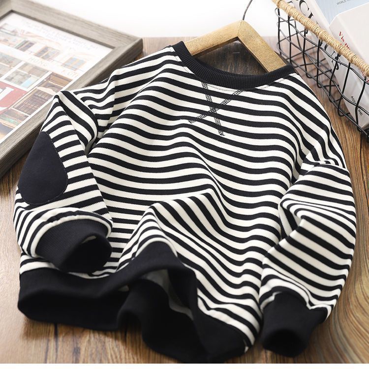 Boys And Girls Striped Long Sleeve Bottoming Top - Eshtree