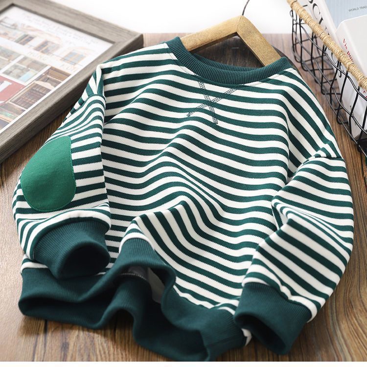 Boys And Girls Striped Long Sleeve Bottoming Top - Eshtree