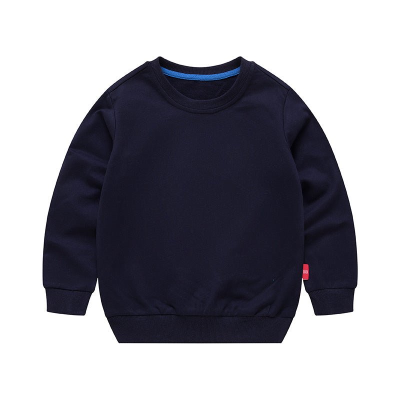 Boys Korean Round Neck Solid Color Loose Long Sleeve Pullover - Eshtree