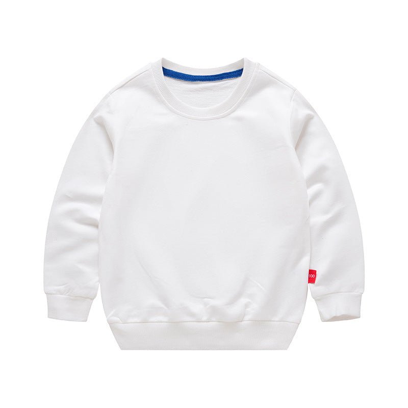 Boys Korean Round Neck Solid Color Loose Long Sleeve Pullover - Eshtree