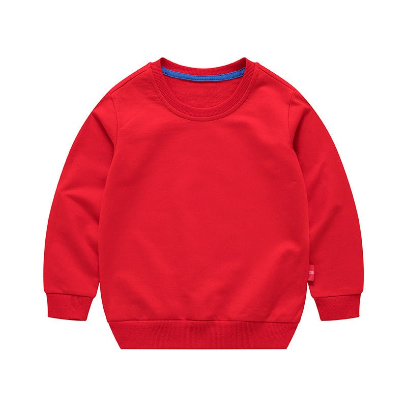 Boys Korean Round Neck Solid Color Loose Long Sleeve Pullover - Eshtree
