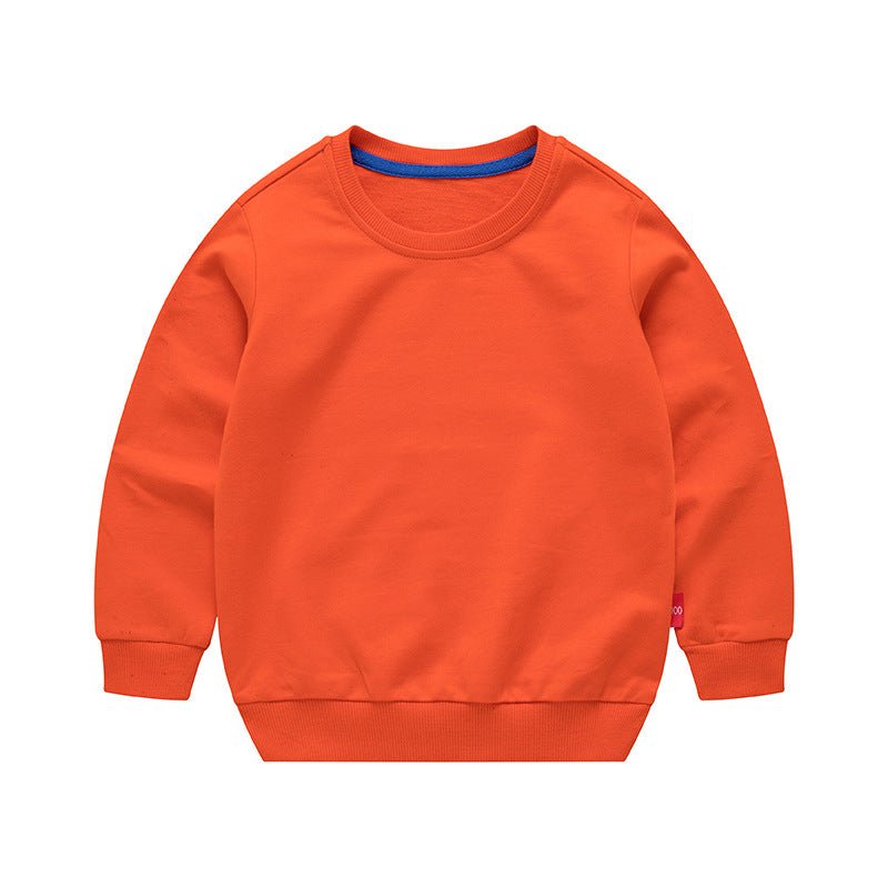 Boys Korean Round Neck Solid Color Loose Long Sleeve Pullover - Eshtree