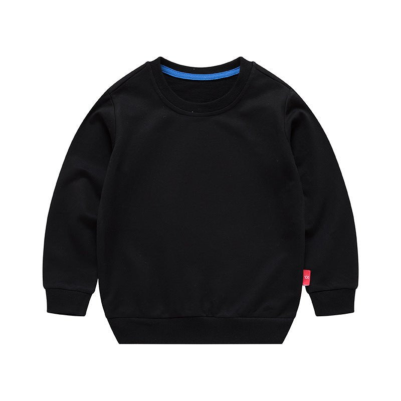 Boys Korean Round Neck Solid Color Loose Long Sleeve Pullover - Eshtree