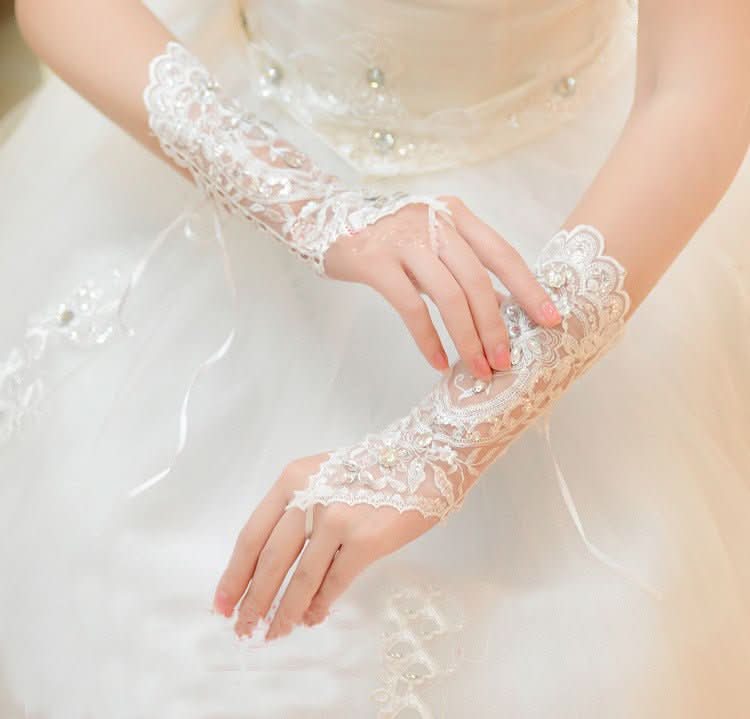 Bridal Wedding Dress Long Gloves Strappy Fingerless - Eshtree
