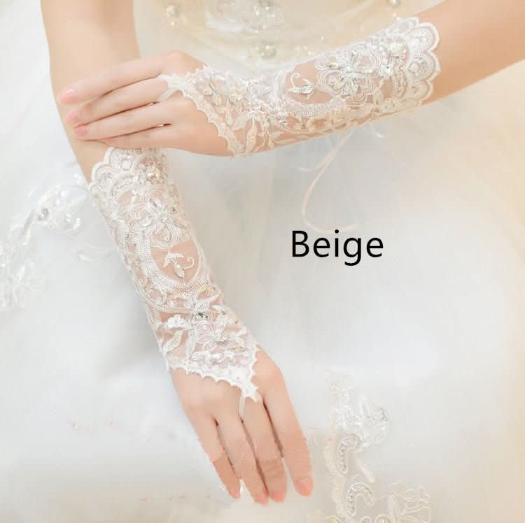 Bridal Wedding Dress Long Gloves Strappy Fingerless - Eshtree