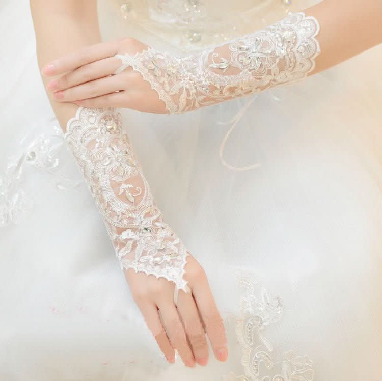 Bridal Wedding Dress Long Gloves Strappy Fingerless - Eshtree