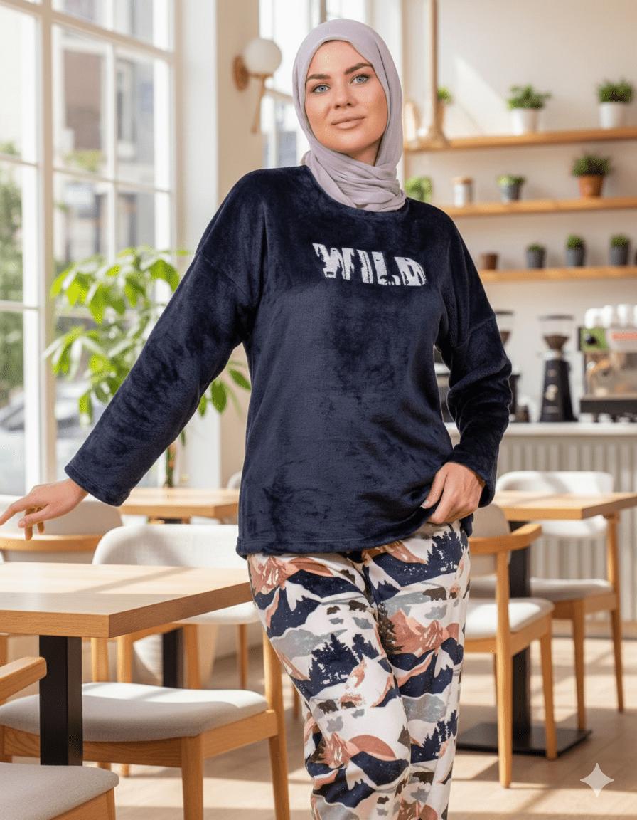 بيجامة حريمي انيقة شتوية بتصميم مميز - Eshtree