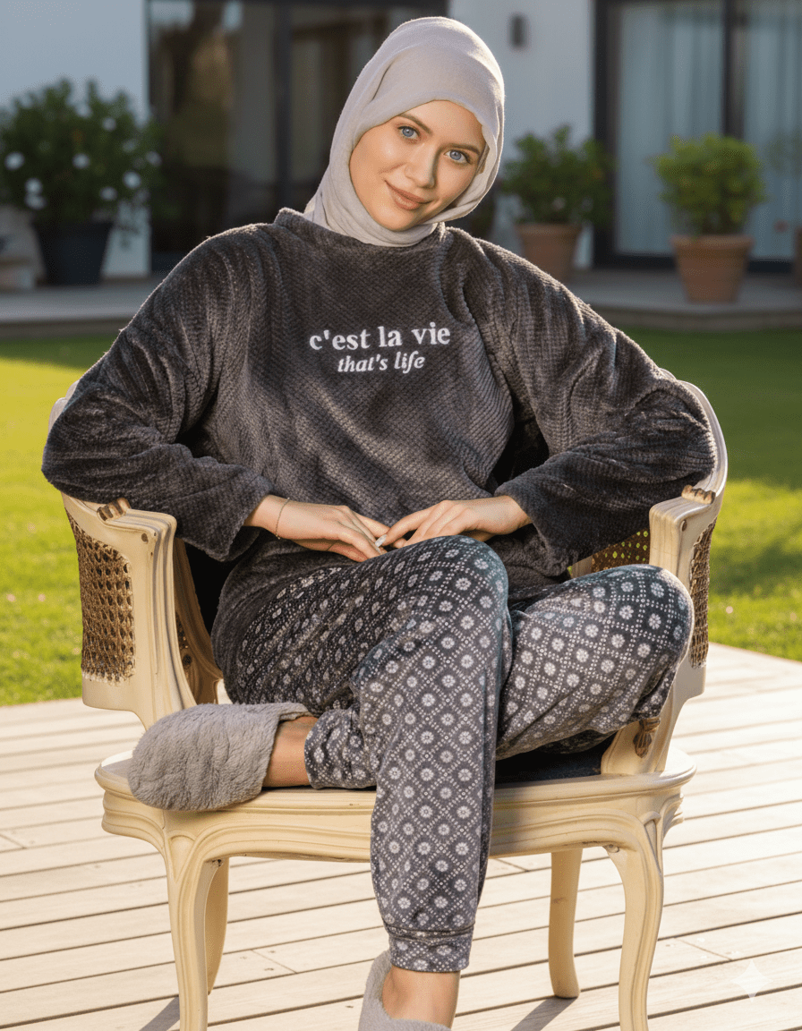 بيجامة شتوي حريمي بتصميم عصري - Eshtree