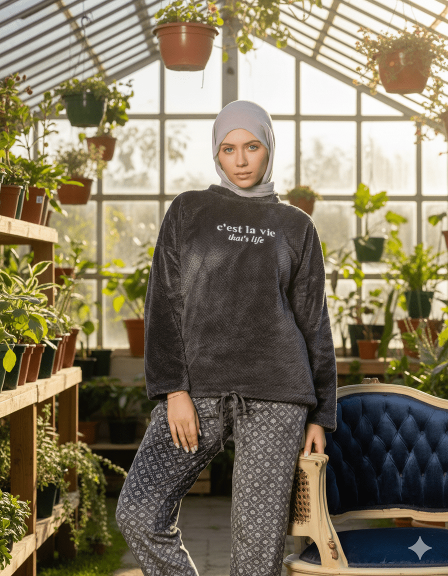 بيجامة شتوي حريمي بتصميم عصري - Eshtree