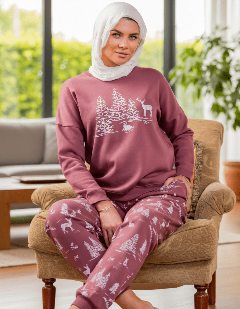 بيجامة شتوية حريمي بتصميم مستوحى من أجواء الطبيعة - Eshtree