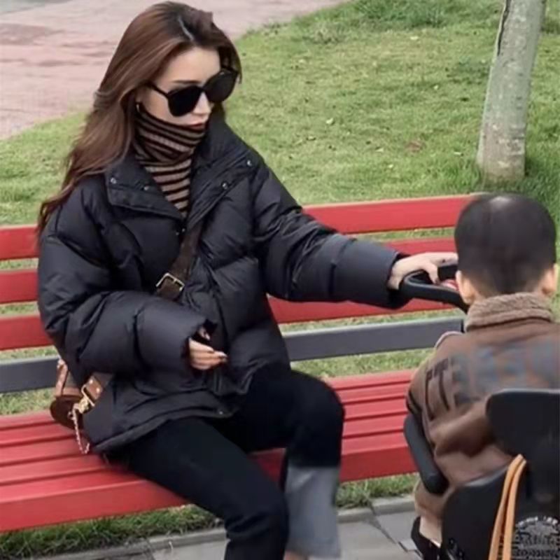 Stand-up Collar Cotton-padded Coat Short Thickened Coat For Women