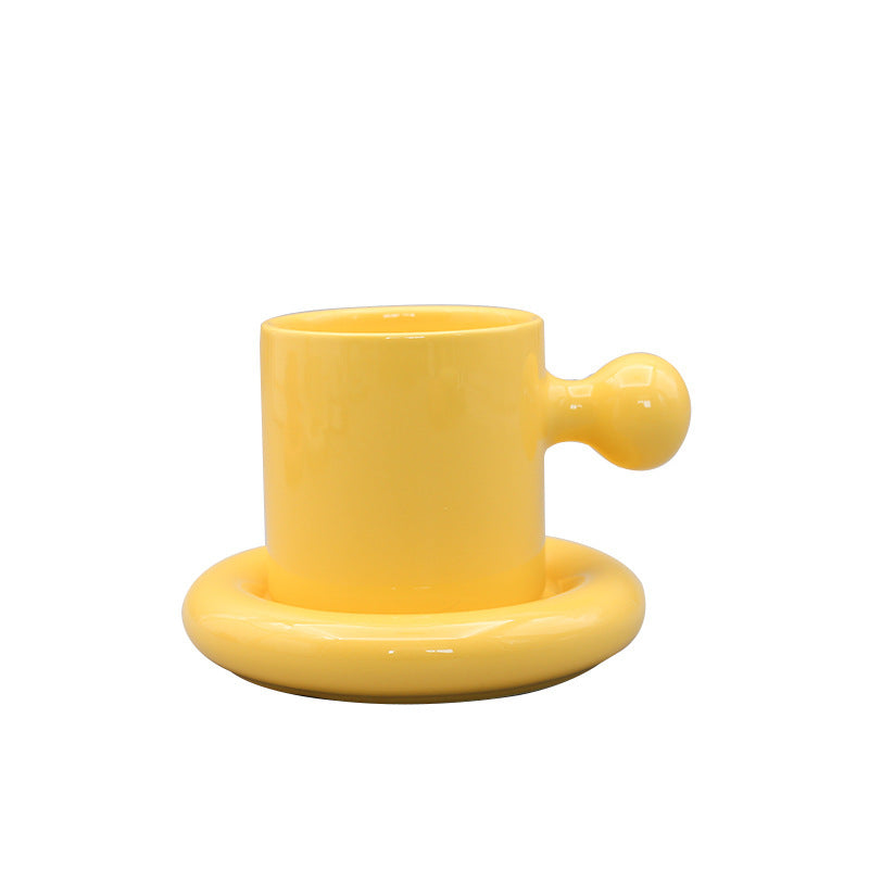 Macaron Ceramic Mug Egg Yolk Mug With Lid Set Couple Mug