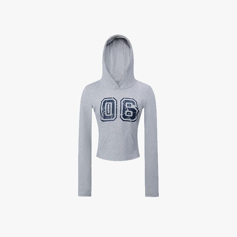 American Retro Hot Girl European And American Printed Hooded Slim Fit Long-sleeved T-shirt