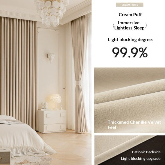 Master Blinds Curtains Chenille French-Style Luxe-Looking Home Decor Light Luxury Modern Authentic Extra-Thick