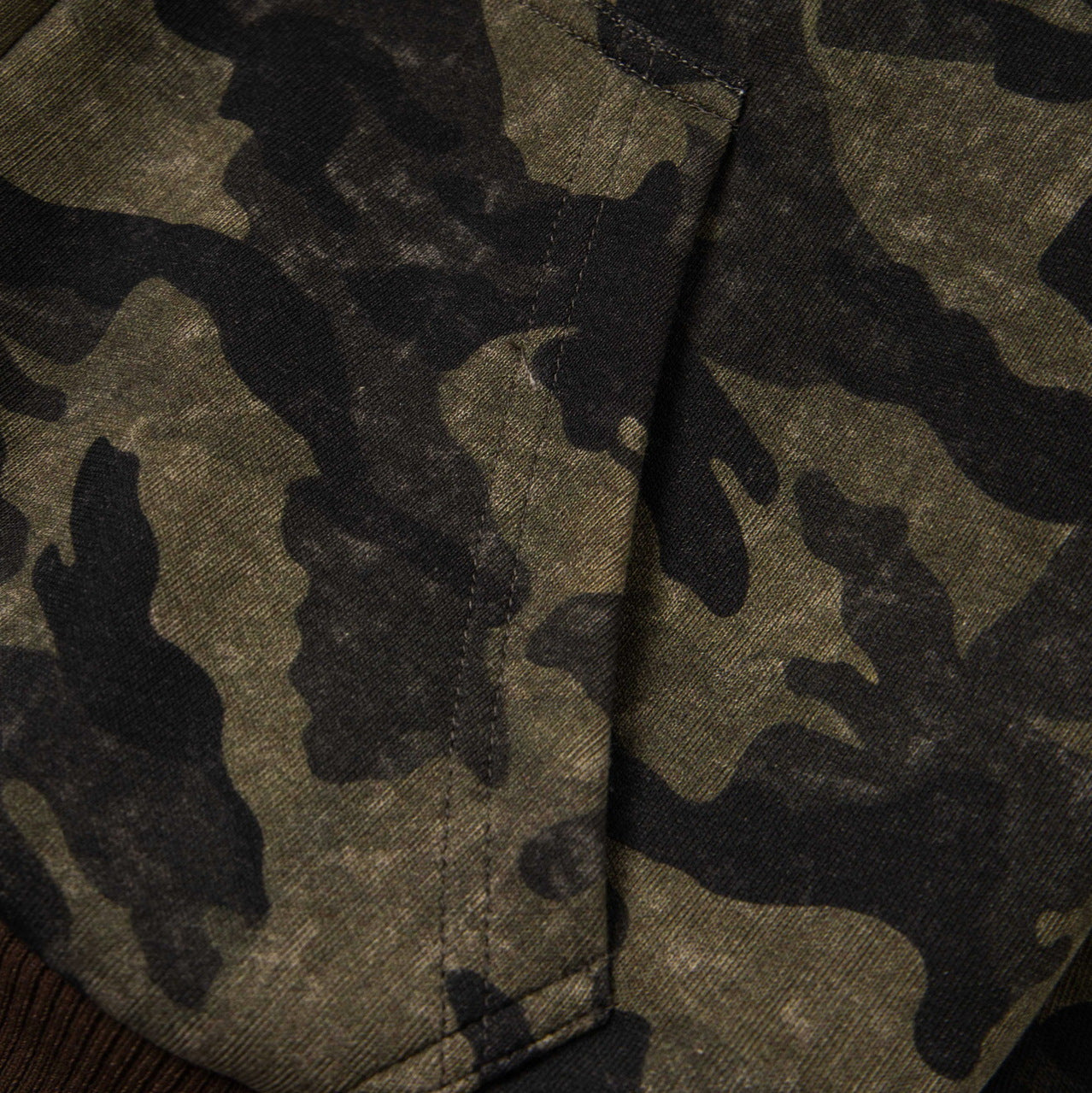 American Retro Camouflage Reversible Detachable Hooded Fur Jacket