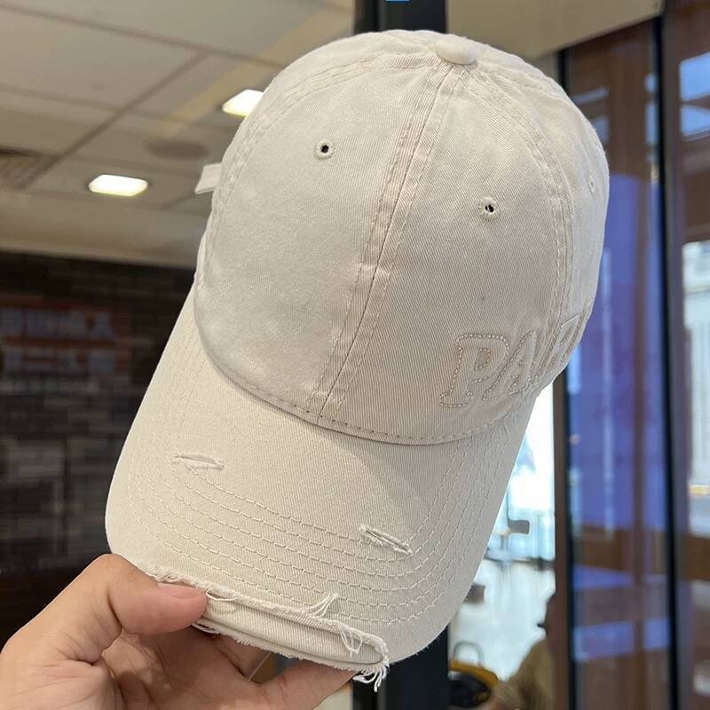 Washed Denim With Hole Baseball Cap Female Peaked Cap