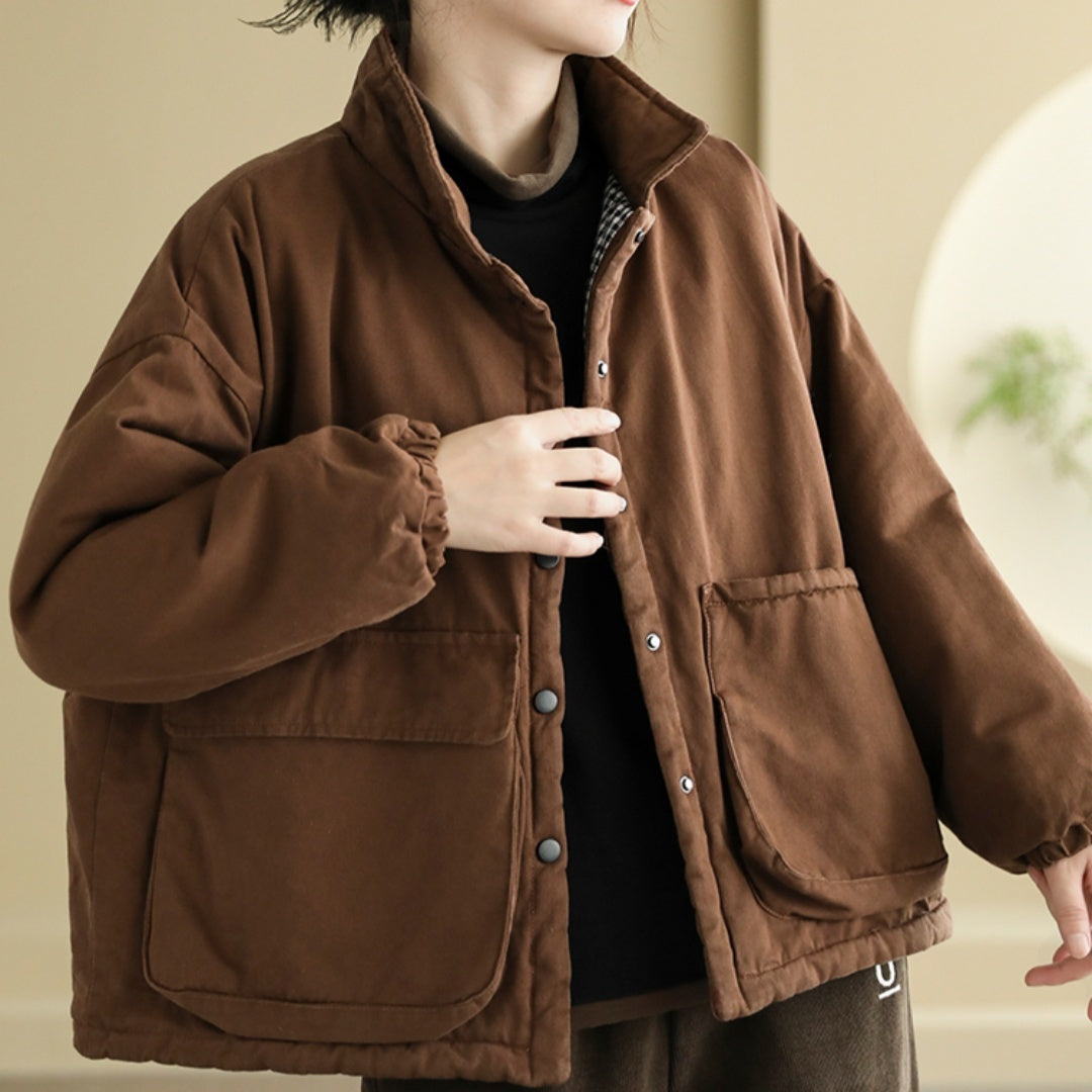 Women's Thickening Plus Size-pocket Loose And Warm Cotton-padded Jacket