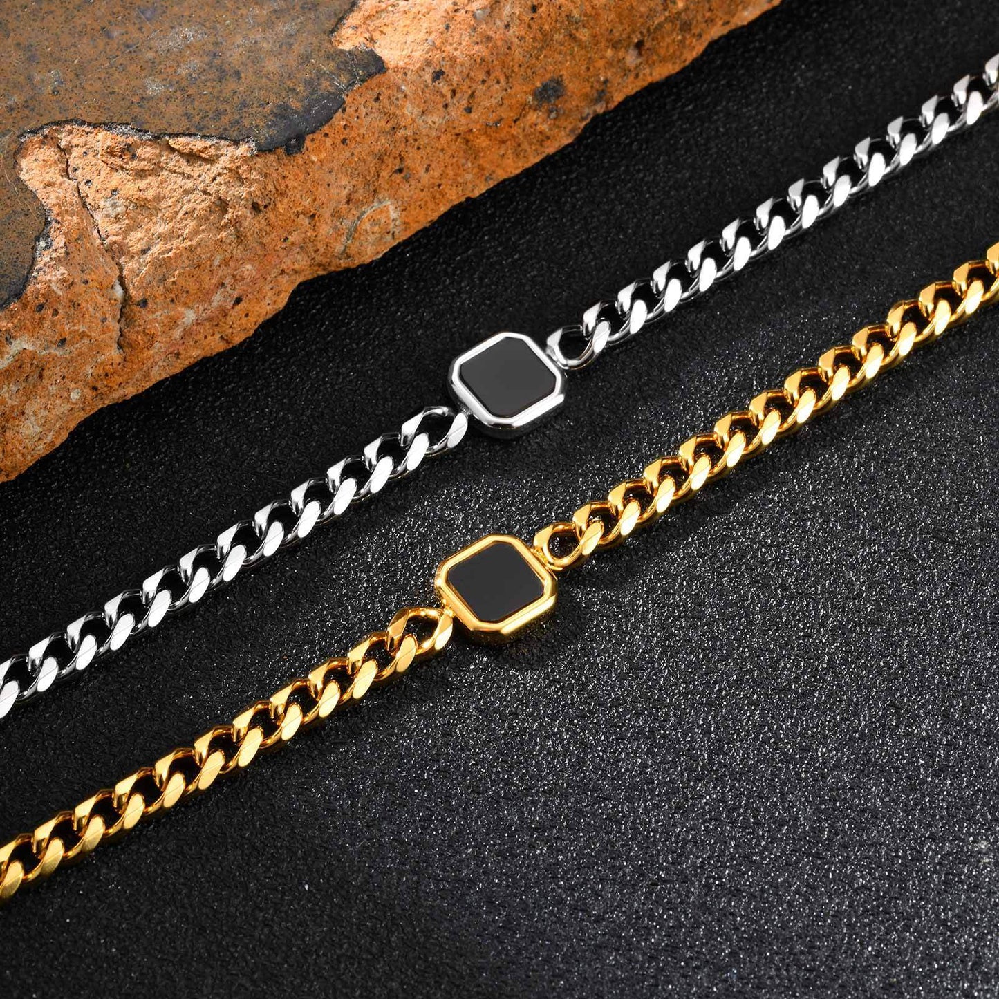 Stainless Steel Acrylic Six-sided Chain Bracelet