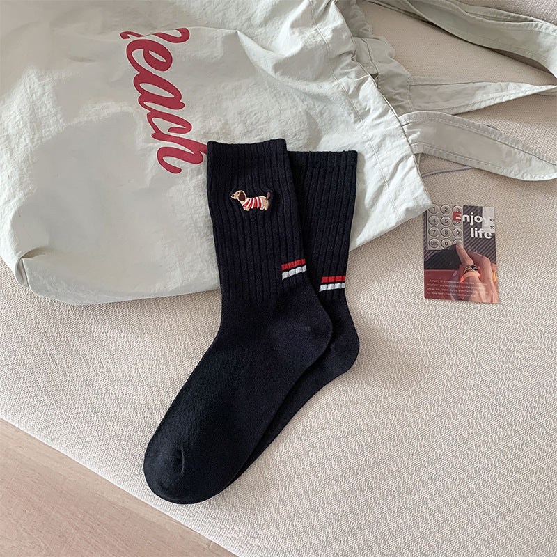 Personality Puppy Embroidered Socks Children