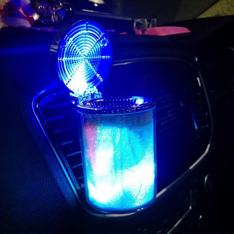 Car Ashtray With LED Light RGB Ambient Light Cigarette Cigar Ash Tray Container Trash Can Portable Ashtray Auto Accessories - Eshtree