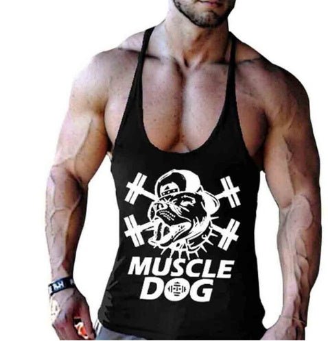 Cartoon Tee Tops Bodybuilding Fitness Vest Men Top Workout MUSCLE Dog Printed Sportswear Clothing - Eshtree
