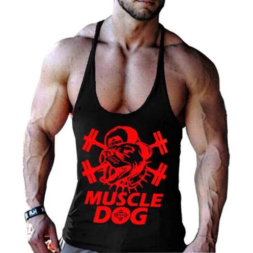 Cartoon Tee Tops Bodybuilding Fitness Vest Men Top Workout MUSCLE Dog Printed Sportswear Clothing - Eshtree