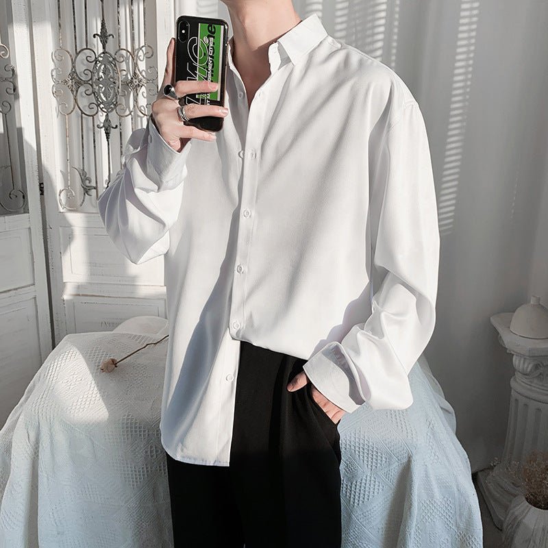 Casual Ice Silk Draping Long Sleeve Ruoshuai Loose All - matching Shirt - Eshtree