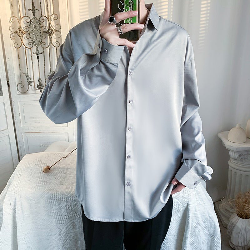 Casual Ice Silk Draping Long Sleeve Ruoshuai Loose All - matching Shirt - Eshtree