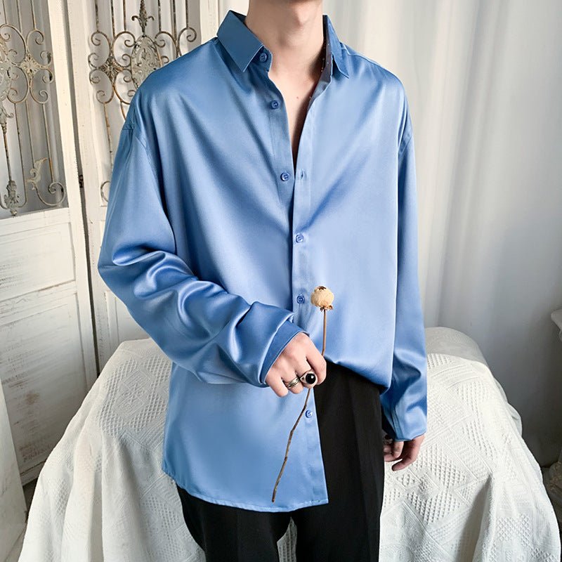 Casual Ice Silk Draping Long Sleeve Ruoshuai Loose All - matching Shirt - Eshtree