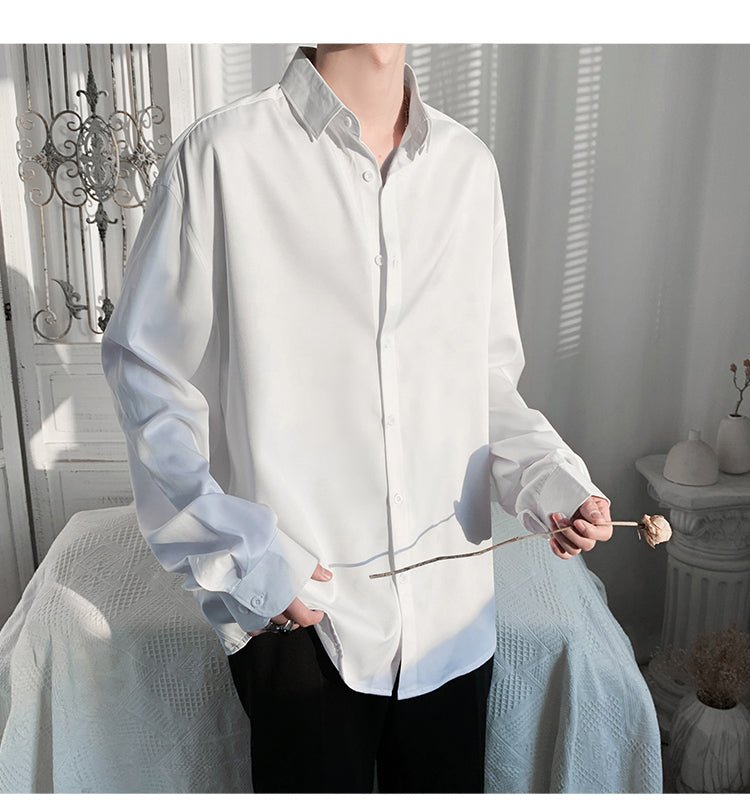 Casual Ice Silk Draping Long Sleeve Ruoshuai Loose All - matching Shirt - Eshtree