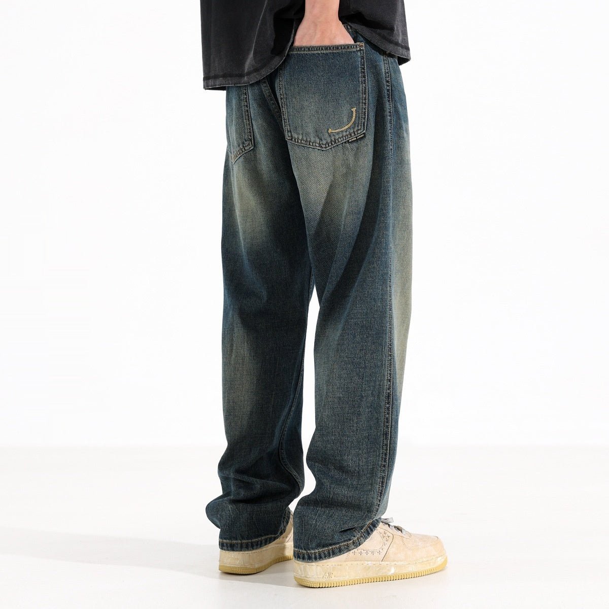 Casual Loose Drooping Straight Jeans For Men Spring - Eshtree