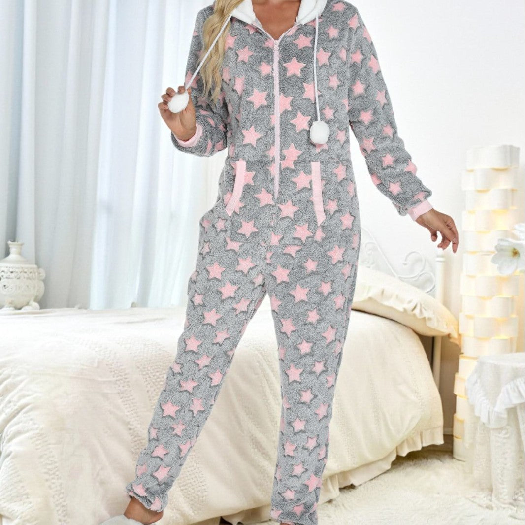 European And American Autumn And Winter One-piece Women's Pajamas Suit