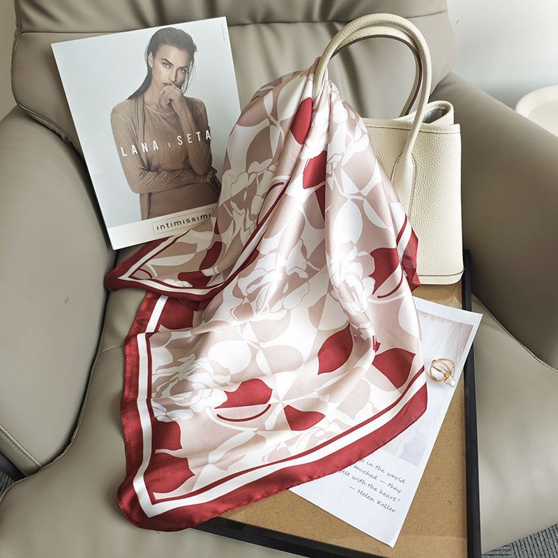 Good-looking Creative Women's Fresh Simple Floral Printed Square Scarf
