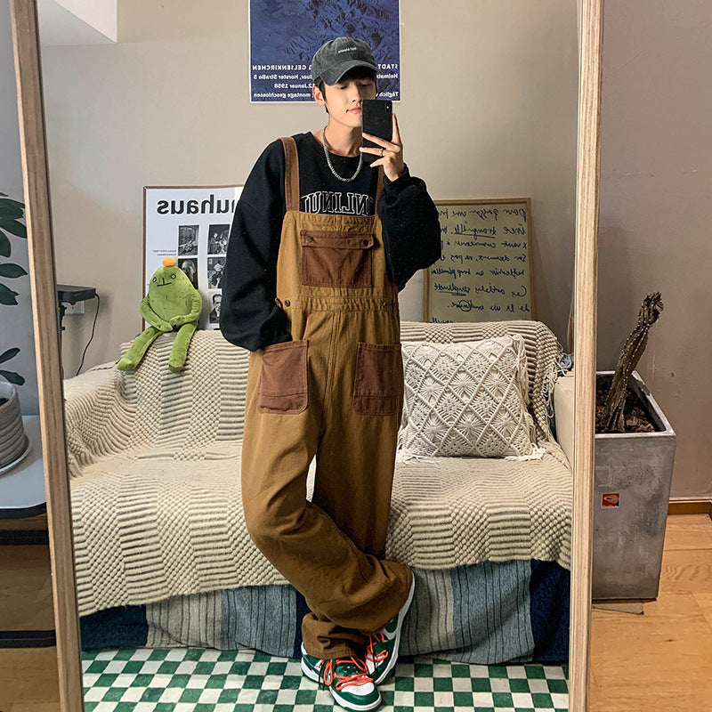 Men's Vintage Casual Wide-leg American Overalls