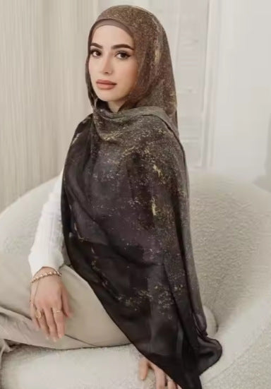 Watercolor Series Satin Polyester Ethnic Shawl