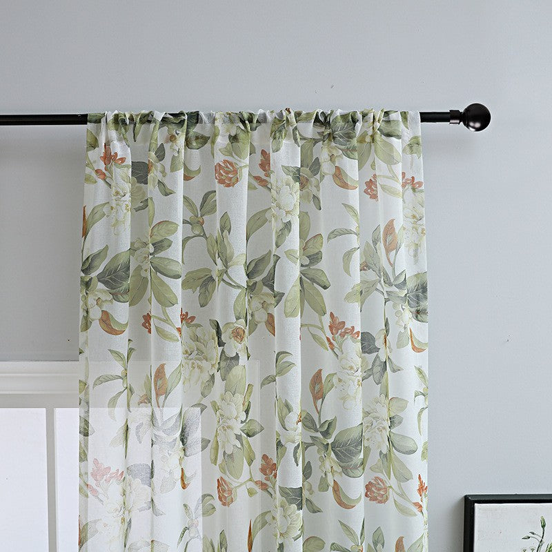 American-style Printed Cotton And Linen Window Sheer Small Curtains Semi-sheer Curtain Fabric