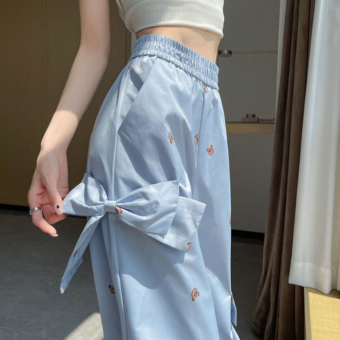 Printed Three-dimensional Bow Decoration Sweet And Spicy Bear Casual Working Pants