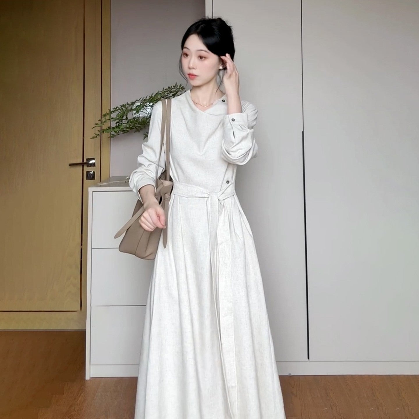 Premium Strapped Long Sleeve Dress For Women