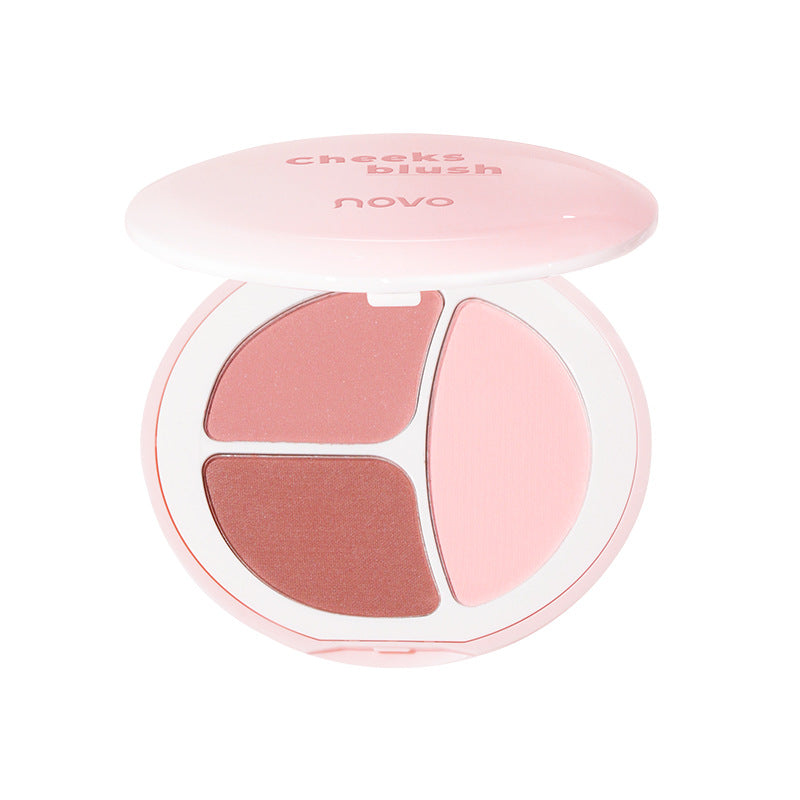 Mood Tricolor Blusher Plate Plain Face Repair Brightening Matte Rouge